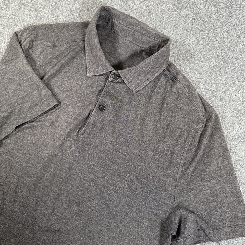 Lululemon Evolution Polo‎ Shirt Men's Medium Gray Golf Performance Lightweight